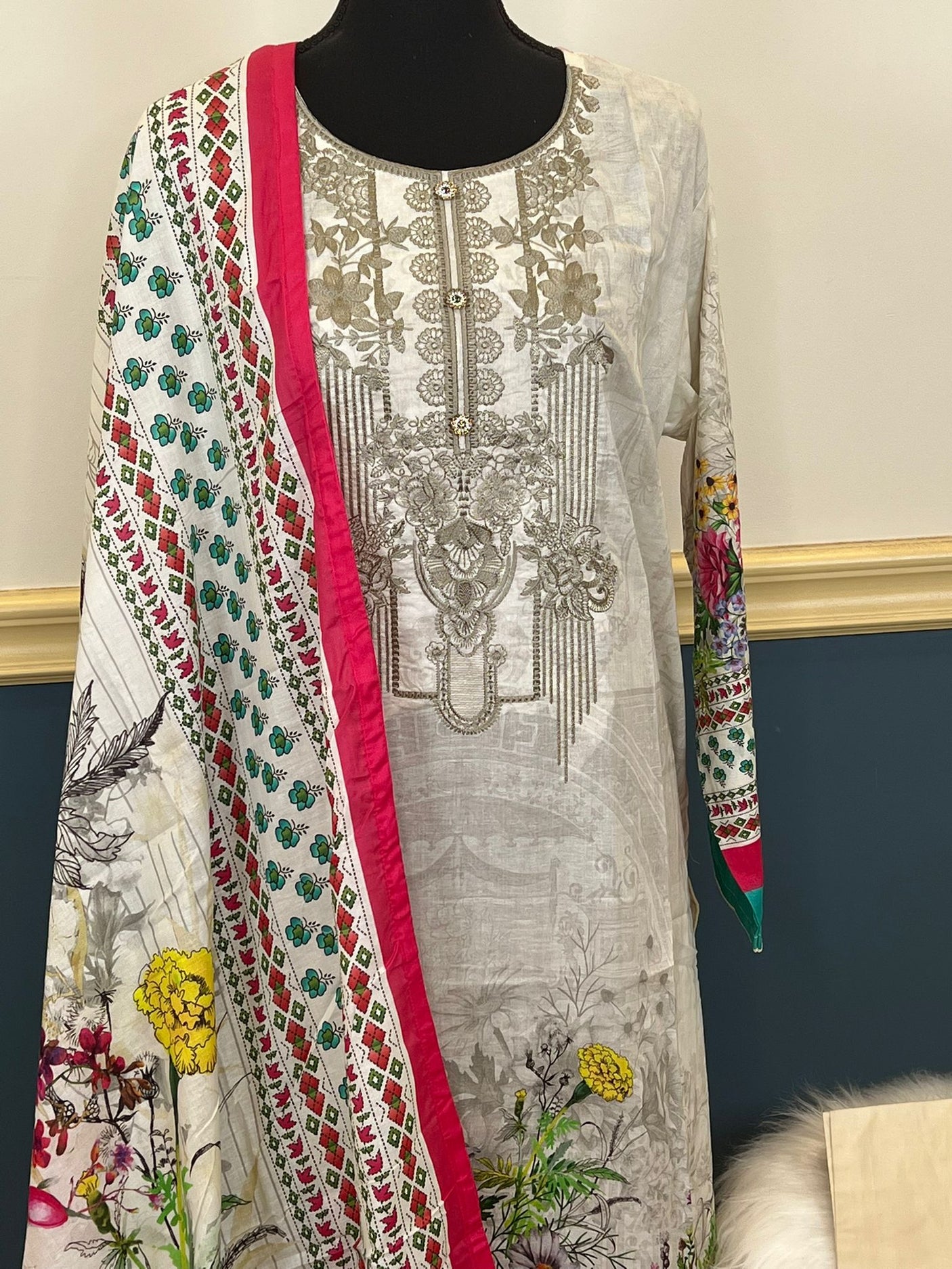 Pakistani Stitched Embroidery luxury lawn Dresses Ready To Ship