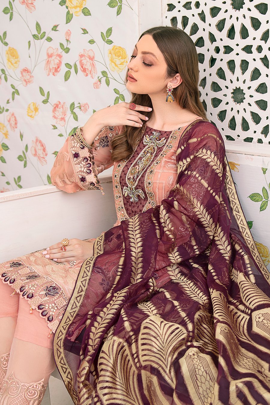 Minhal Luxury Chiffon Embroidered 2021 -100% Original Guaranteed