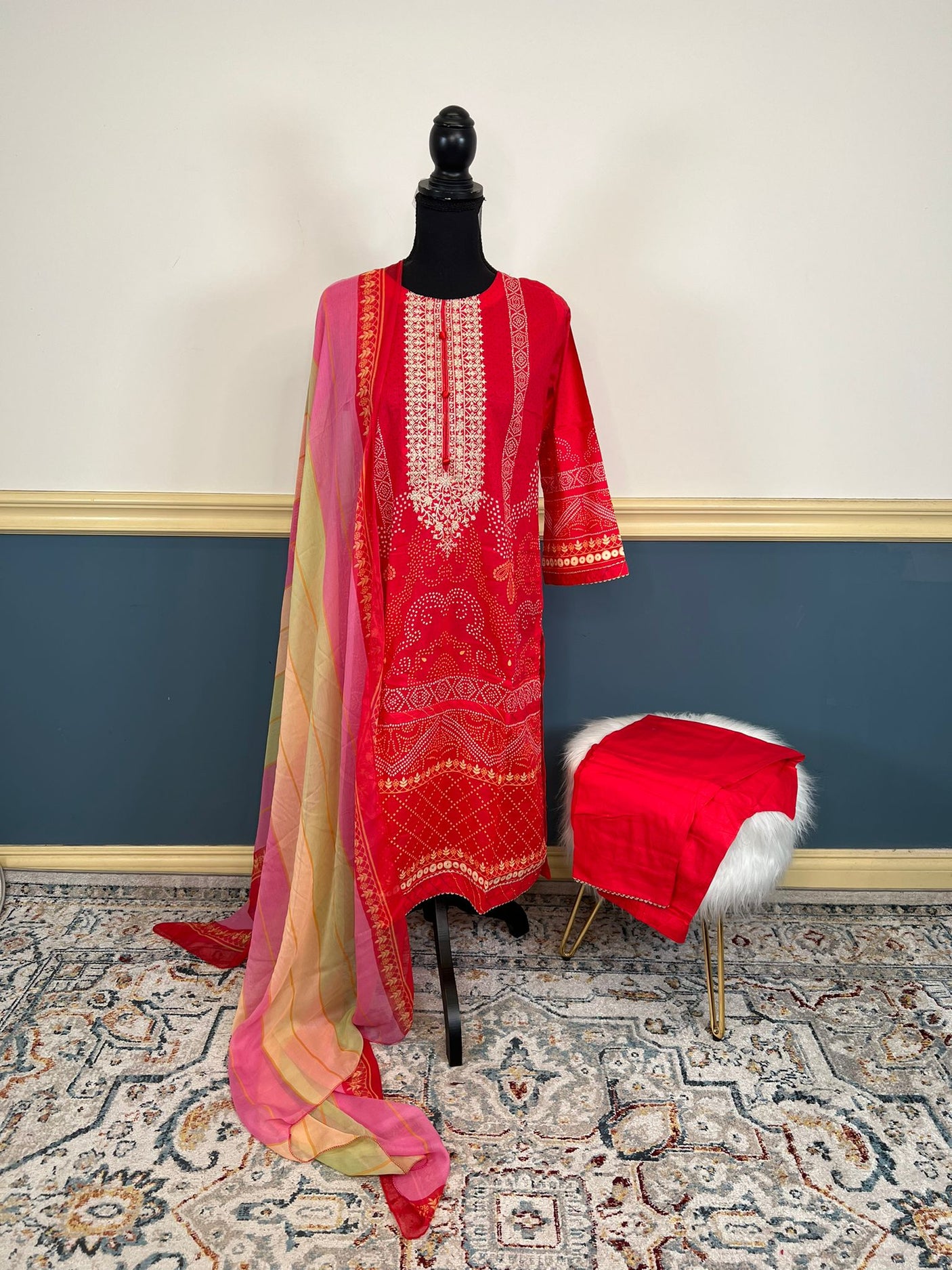 Pakistani Stitched lawn Embroidered Salwar kameez ready to ship