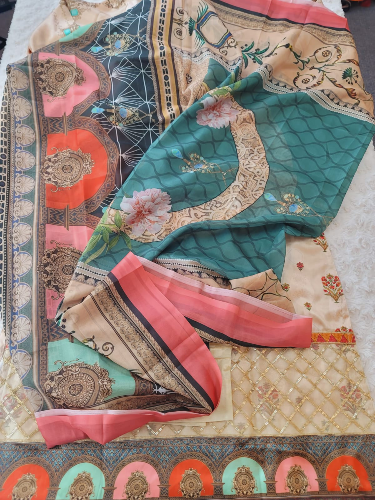 Indian Silk Stitched Embroidery Suit Ready To Ship