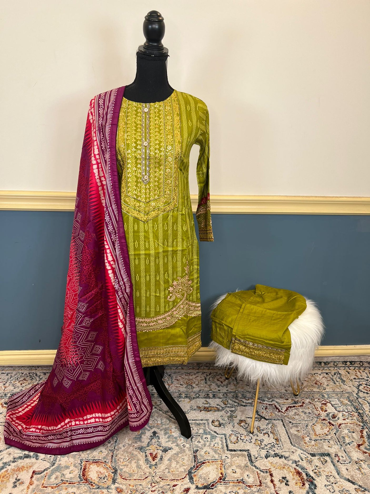 Pakistani linen Embroidered Salwar kameez Ready To Ship