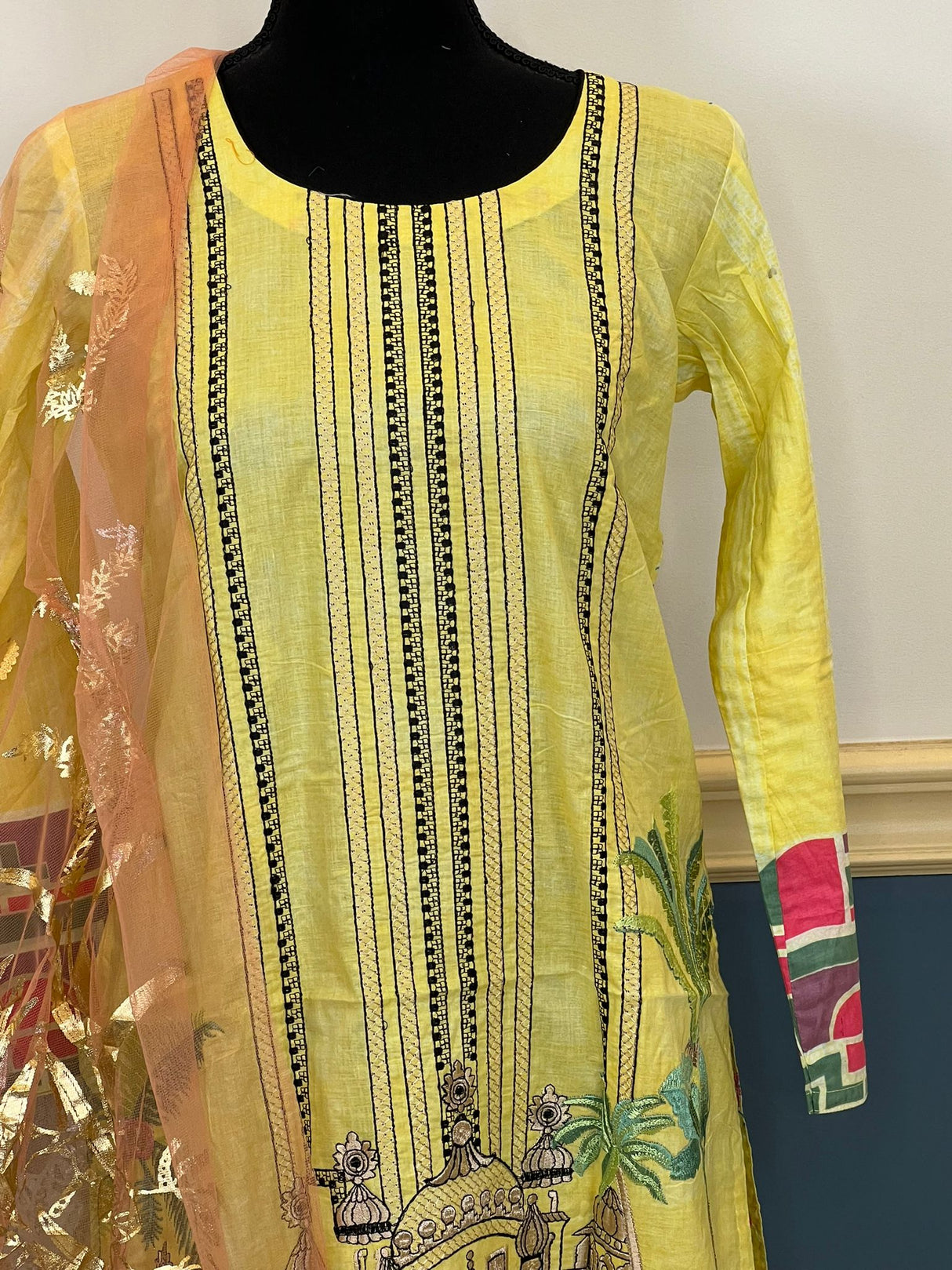 Indian Cotton Stitched Embroidery Suit Ready To Ship