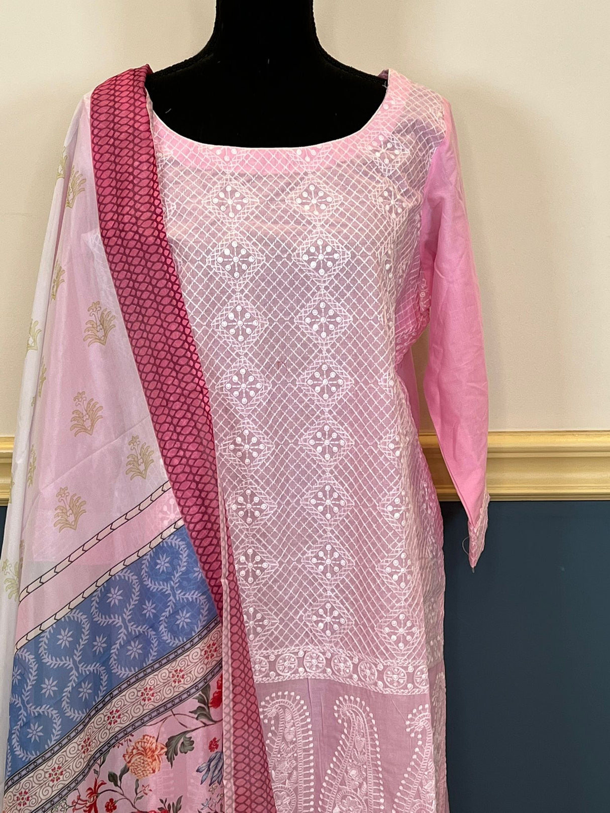 Indian Cotton Stitched Embroidery Suit Ready To Ship