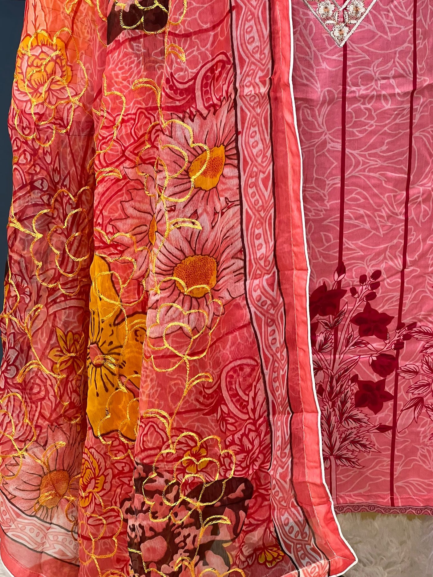 Pakistani Stitched lawn Embroidered Salwar kameez ready to ship