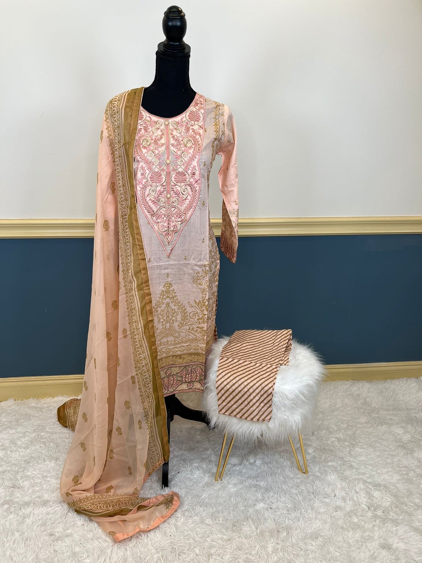 Pakistani Stitched lawn Embroidered Salwar kameez ready to ship