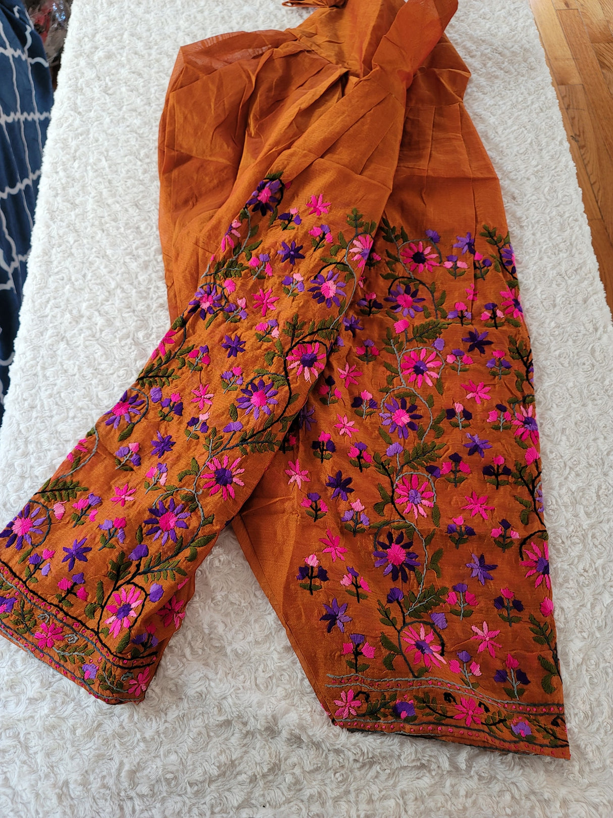 Free size silk phulkari salwer