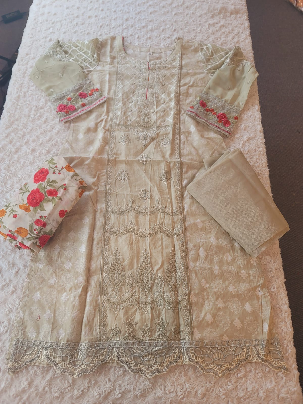 Indian Cotton Stitched Embroidery Suit Ready To Ship