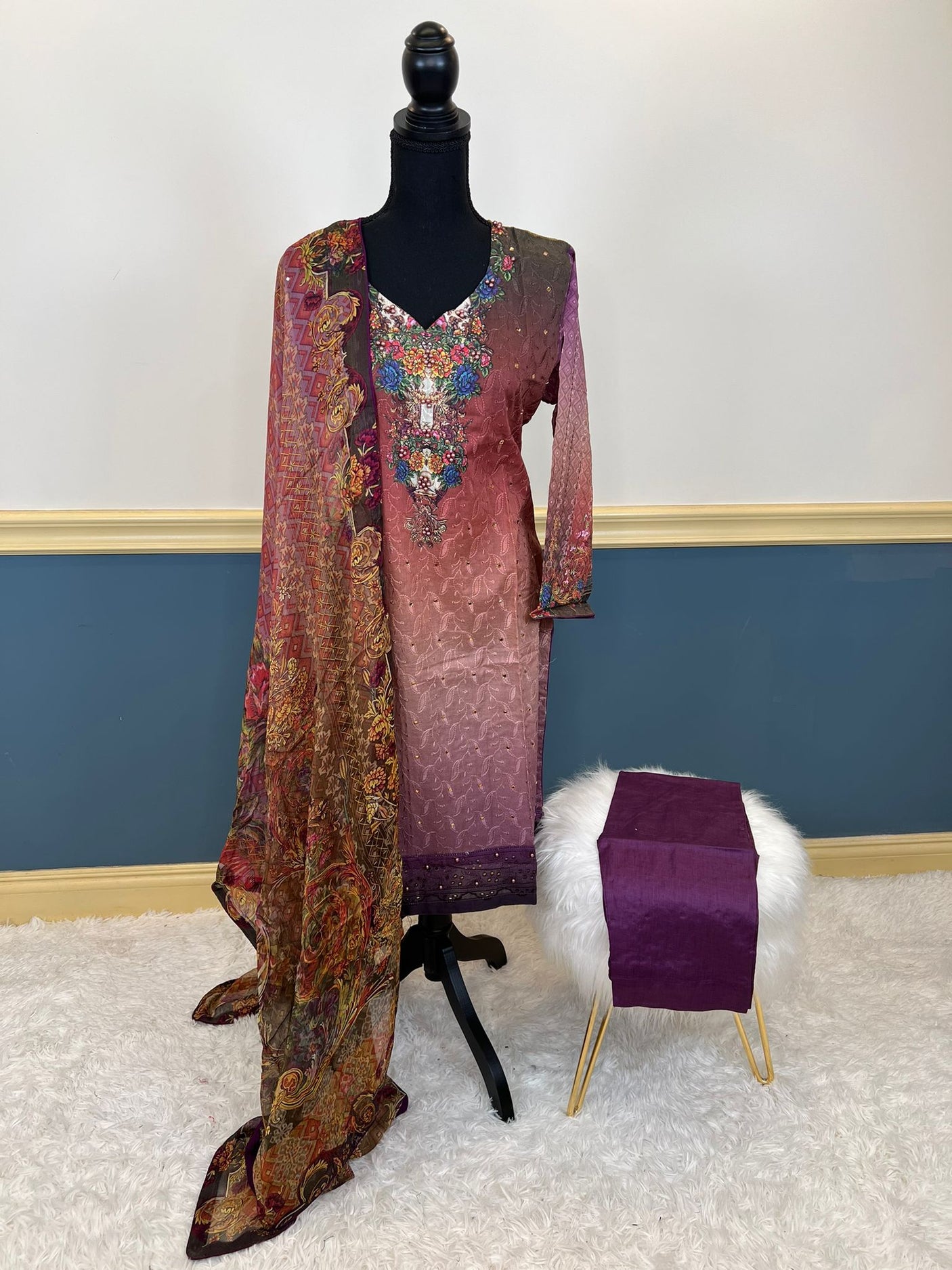 Pakistani Stitched lawn Embroidered Salwar kameez ready to ship