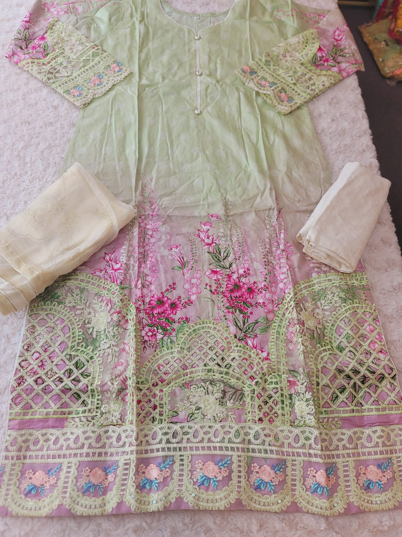 Pakistani Stitched lawn Embroidered Salwar kameez ready to ship