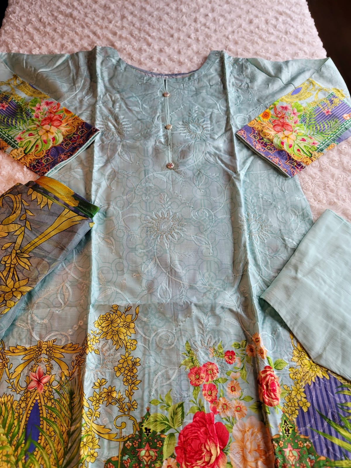 Pakistani Viscos Lawn Embroidered Salwar kameez Ready To Ship