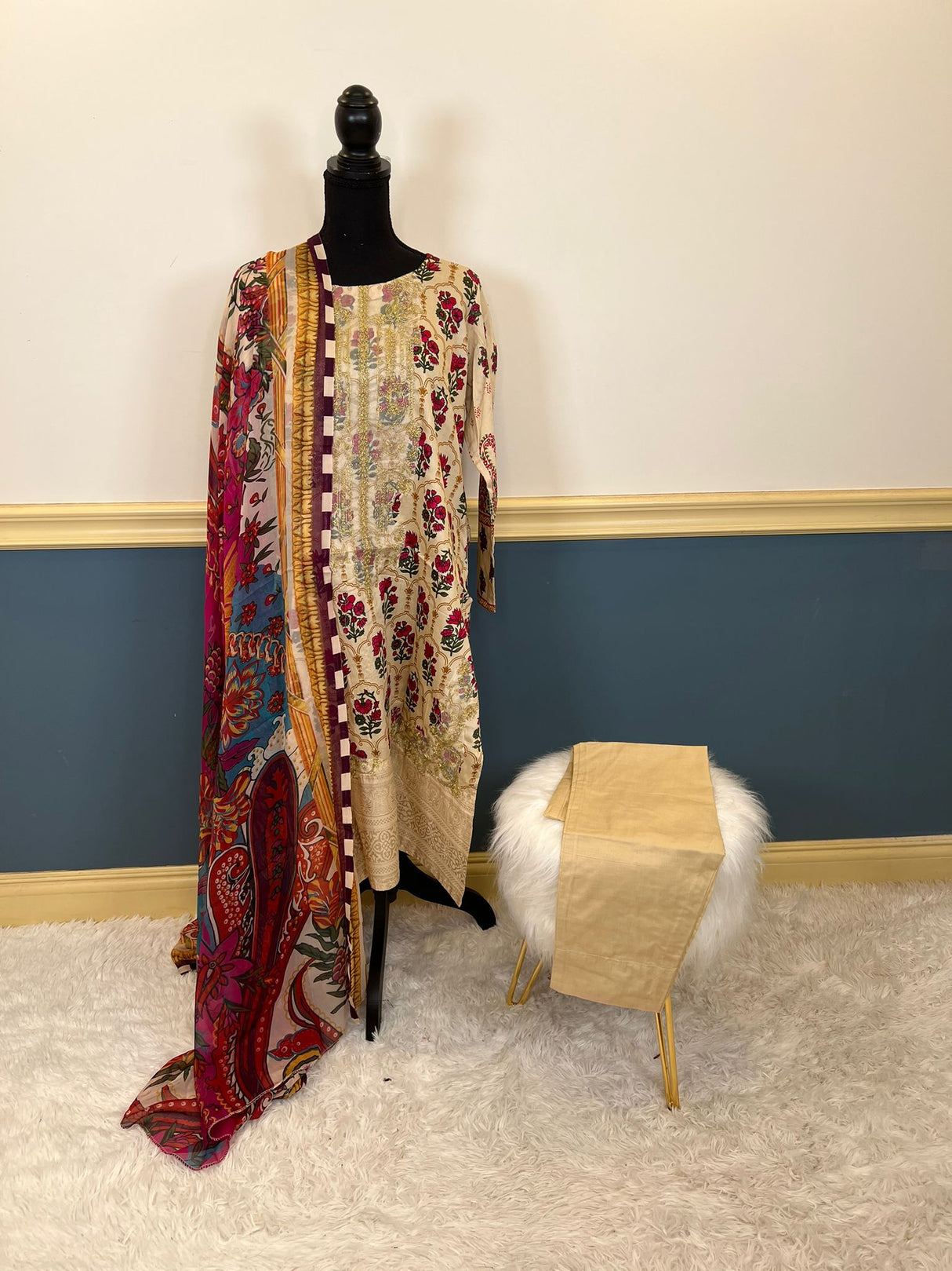 Indian Cotton Stitched Embroidery Suit Ready To Ship