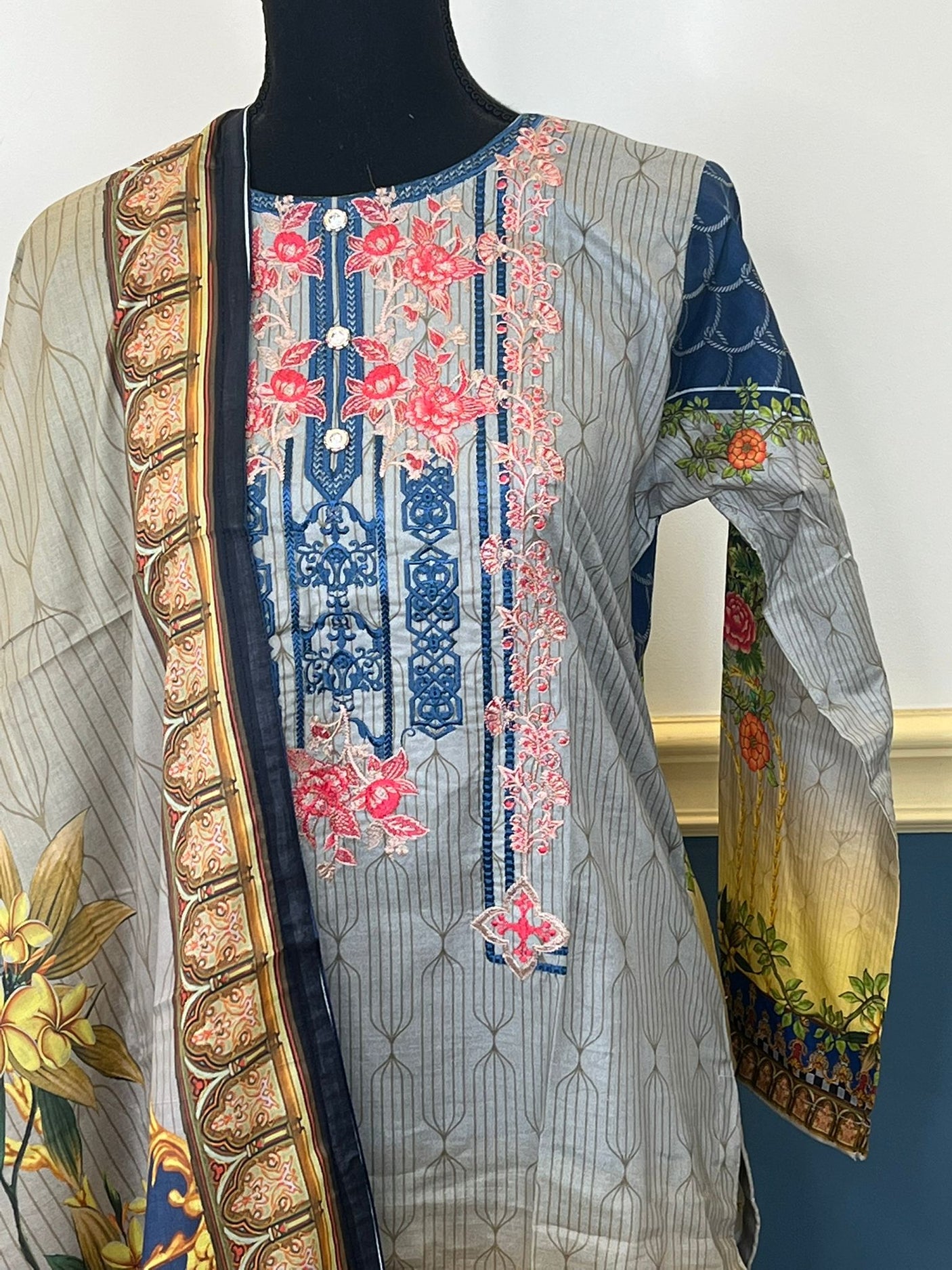 Pakistani Stitched Embroidery luxury lawn Dresses Ready To Ship