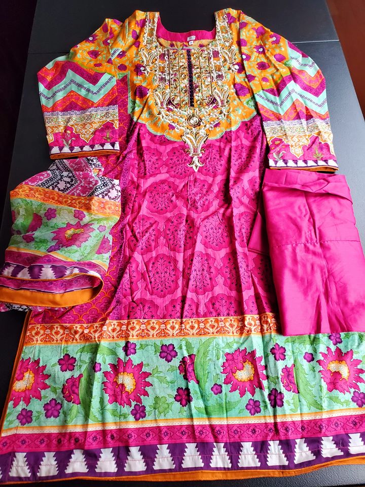 Pakistani Stitched Embroidery Lawn Suit Ready To Ship