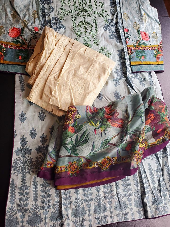 Pakistani Stitched Embroidery Lawn Suit Ready To Ship