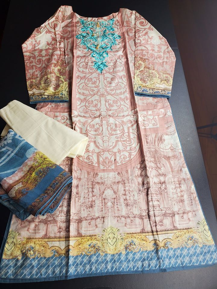 Pakistani Stitched Embroidery Lawn Suit Ready To Ship