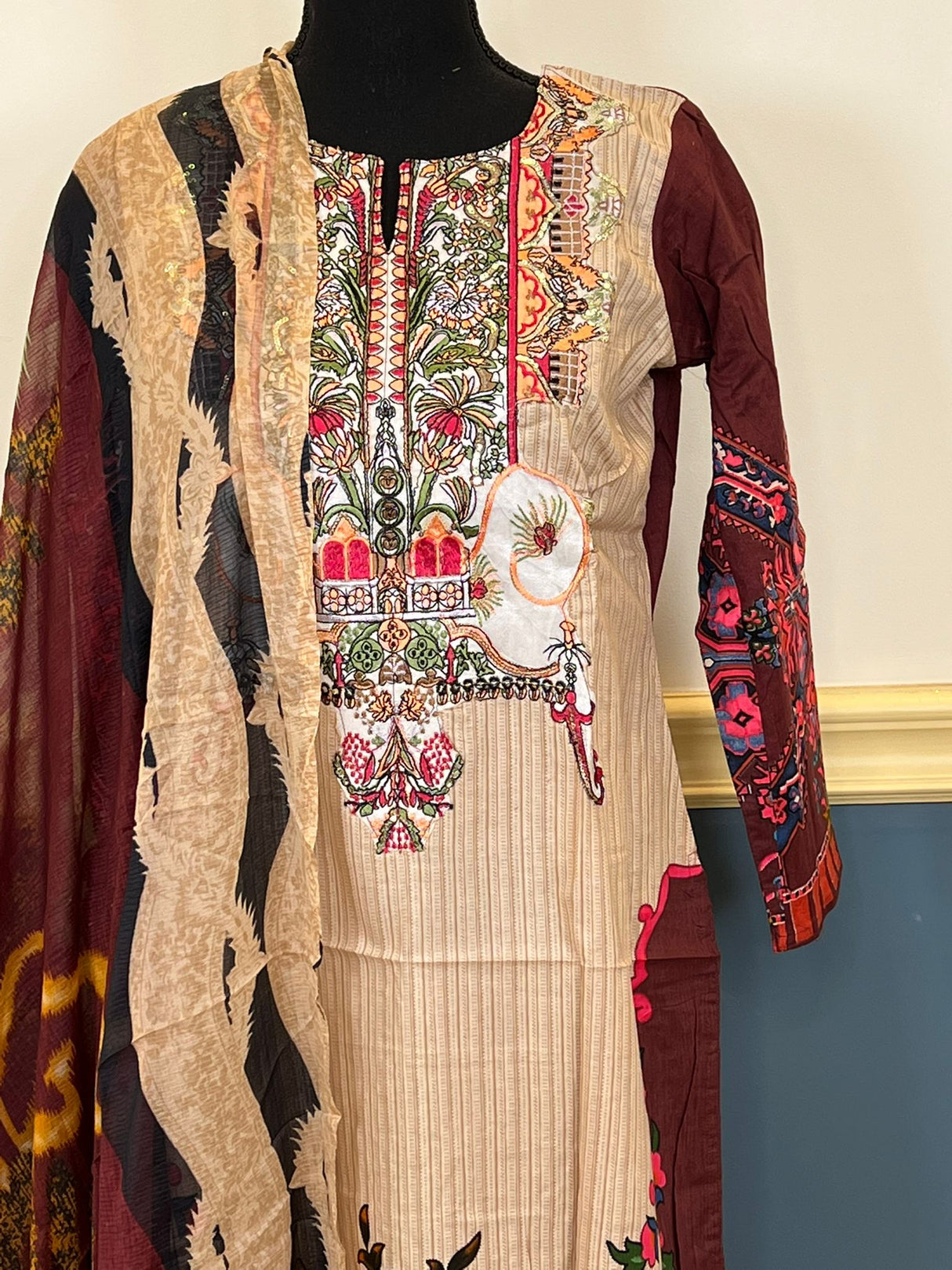 Indian Cotton Stitched Embroidery Suit Ready To Ship