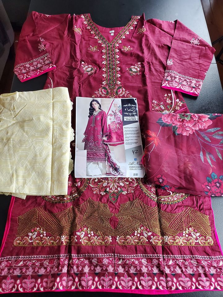 Pakistani Stitched Embroidery Lawn Suit Ready To Ship