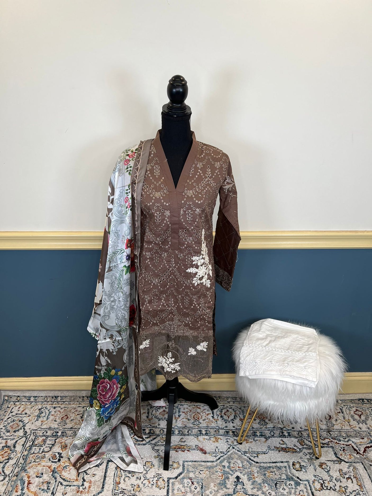 Pakistani Stitched Embroidery luxury lawn Dresses Ready To Ship