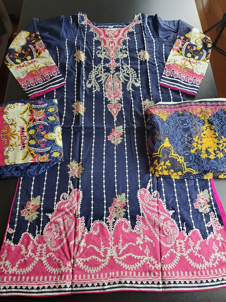Pakistani Stitched Embroidery Lawn Suit Ready To Ship