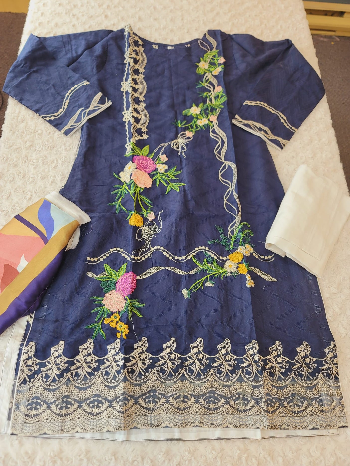 Pakistani Stitched lawn Embroidered Salwar kameez ready to ship