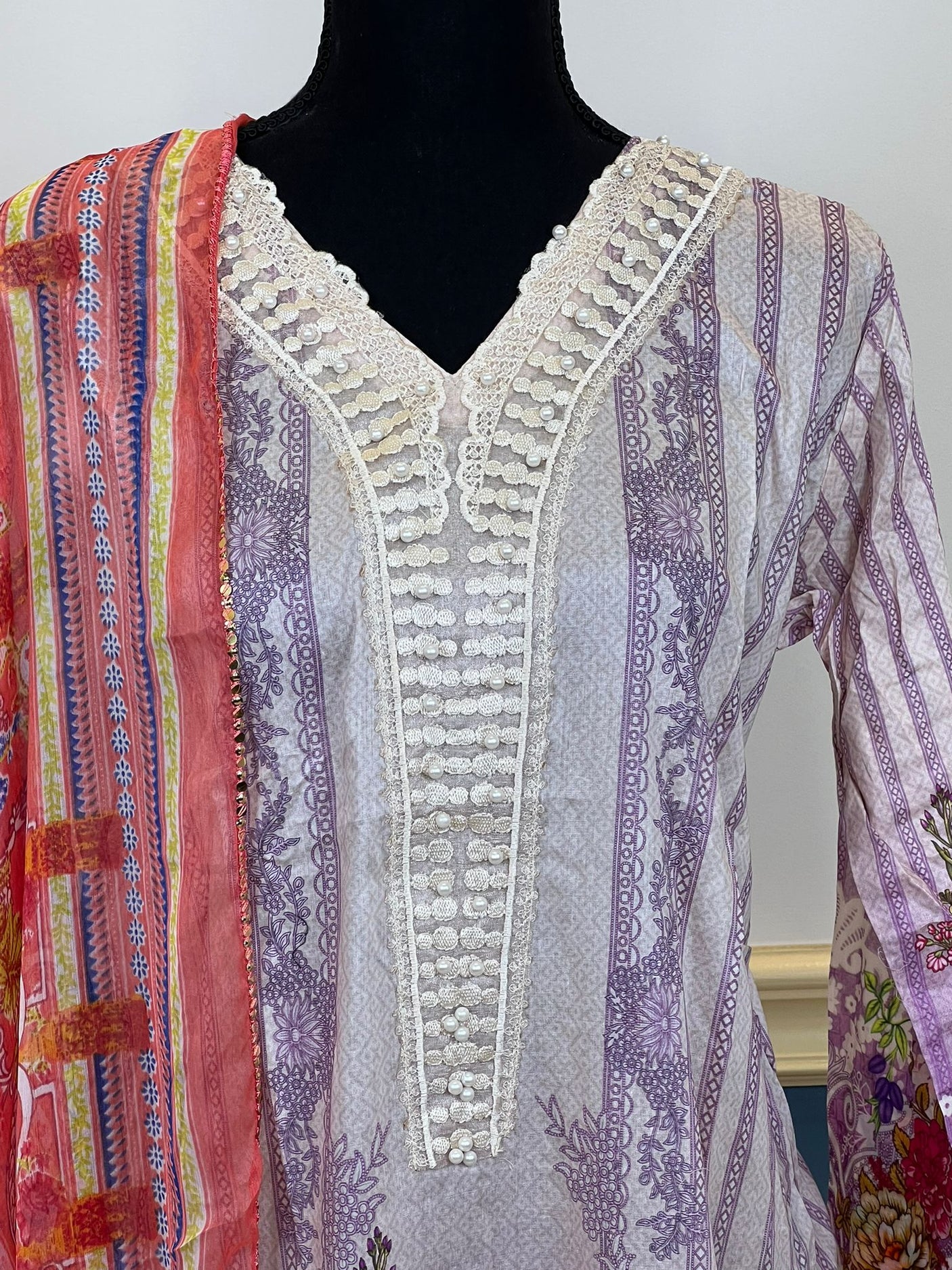 Pakistani Stitched lawn Embroidered Salwar kameez ready to ship