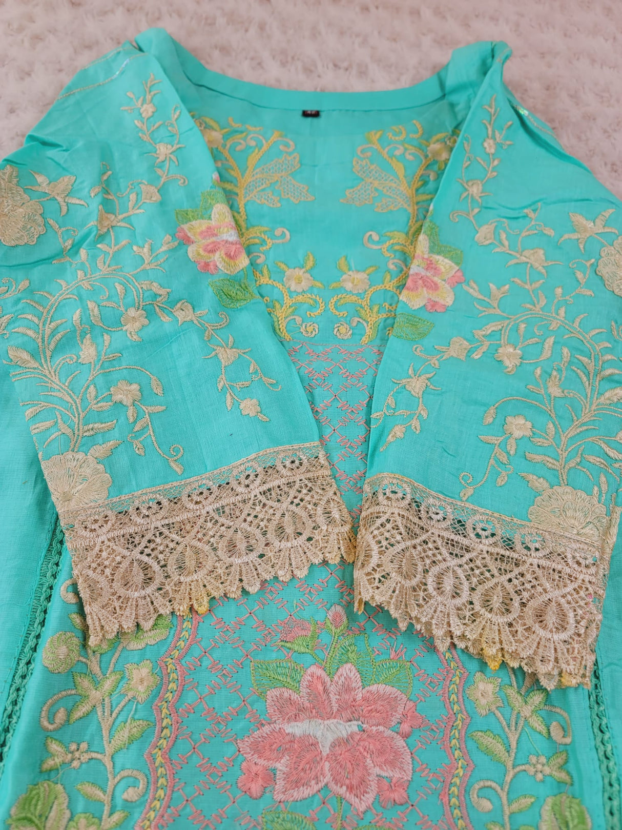 Indian Cotton Stitched Embroidery Suit Ready To Ship