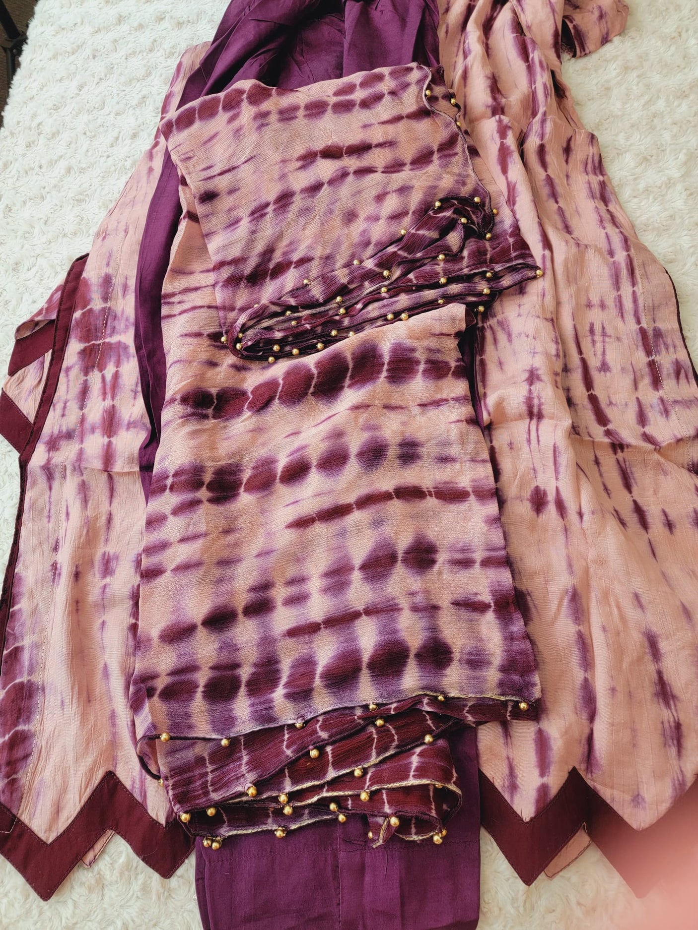 Pure silk tye dye designer salwer kamiz with pure chiffon dupatta