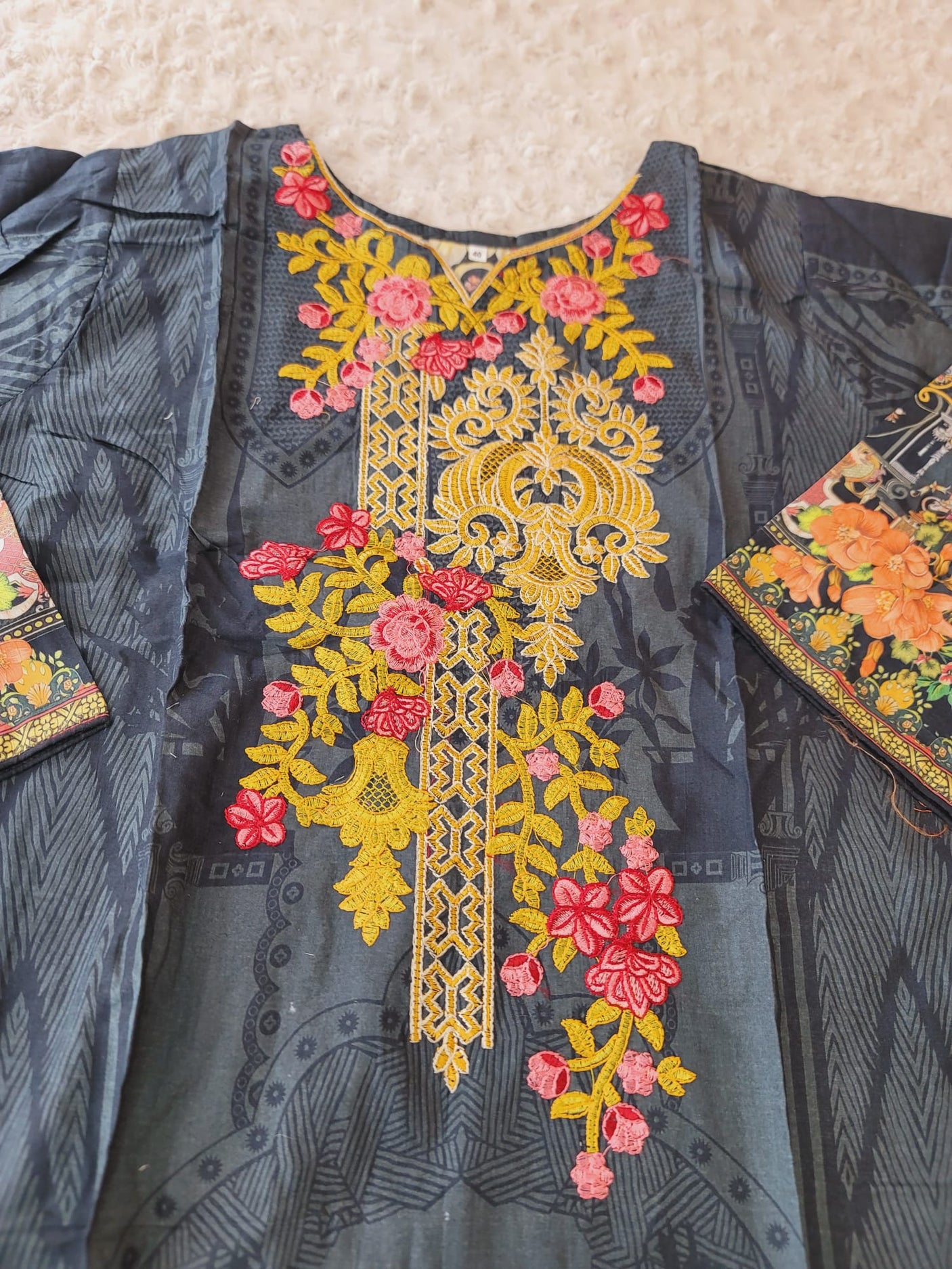 Pakistani Stitched lawn Embroidered Salwar kameez ready to ship