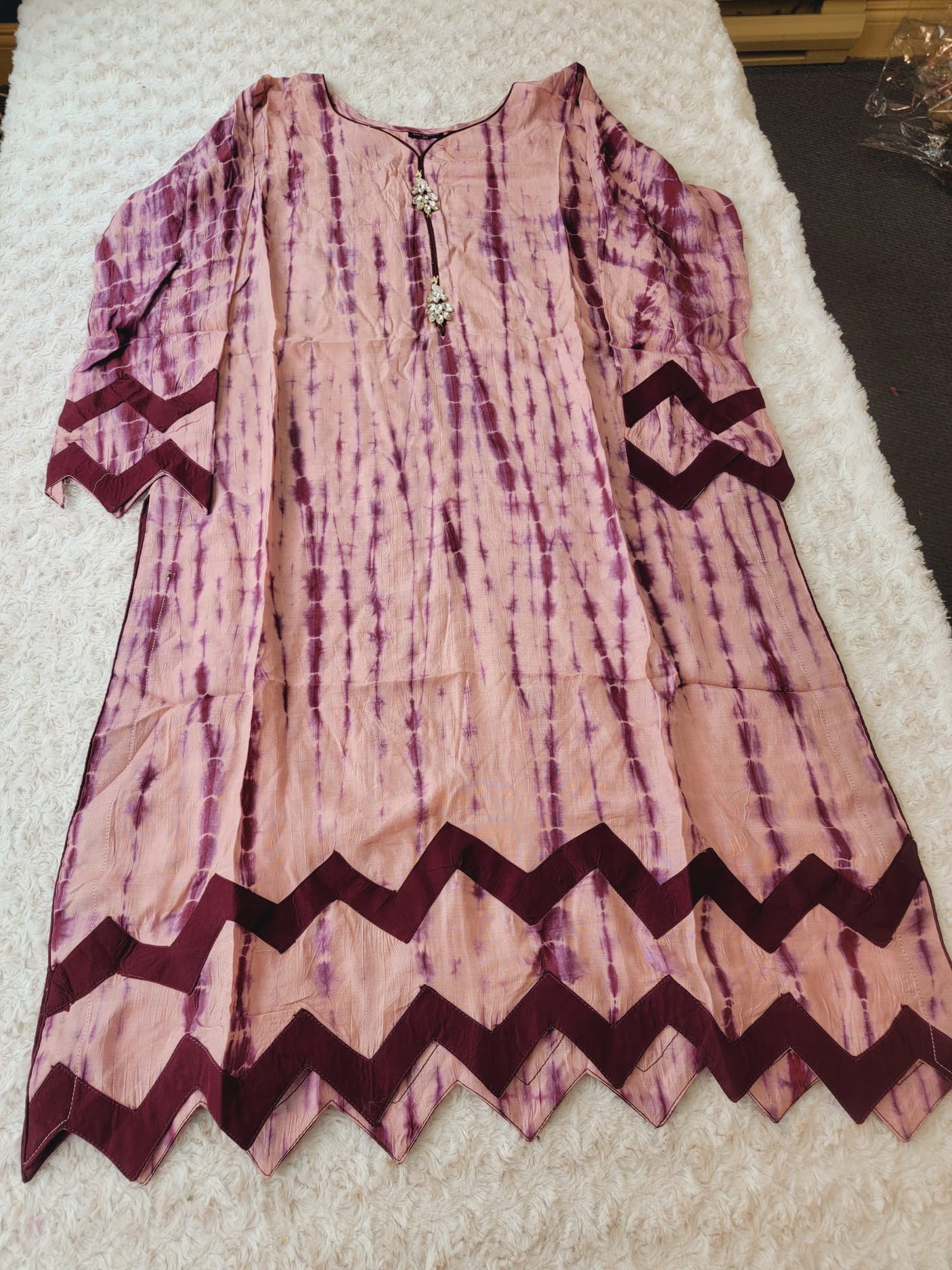 Pure silk tye dye designer salwer kamiz with pure chiffon dupatta