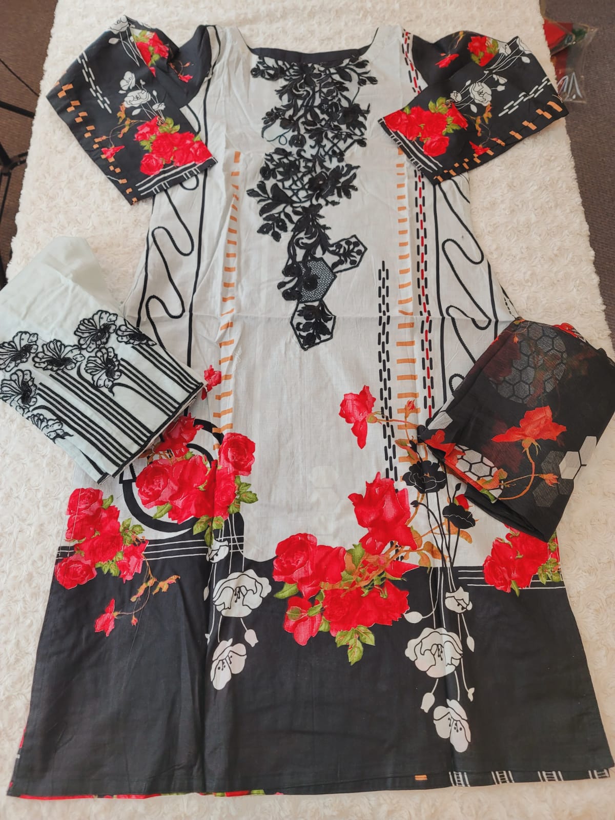 Indian Cotton Stitched Embroidery Suit Ready To Ship