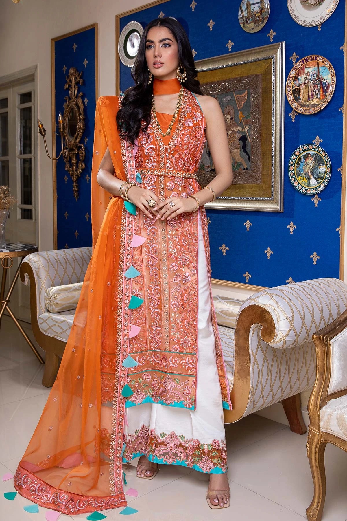 Charizma Chimmer Embroidered Chiffon 100% Original