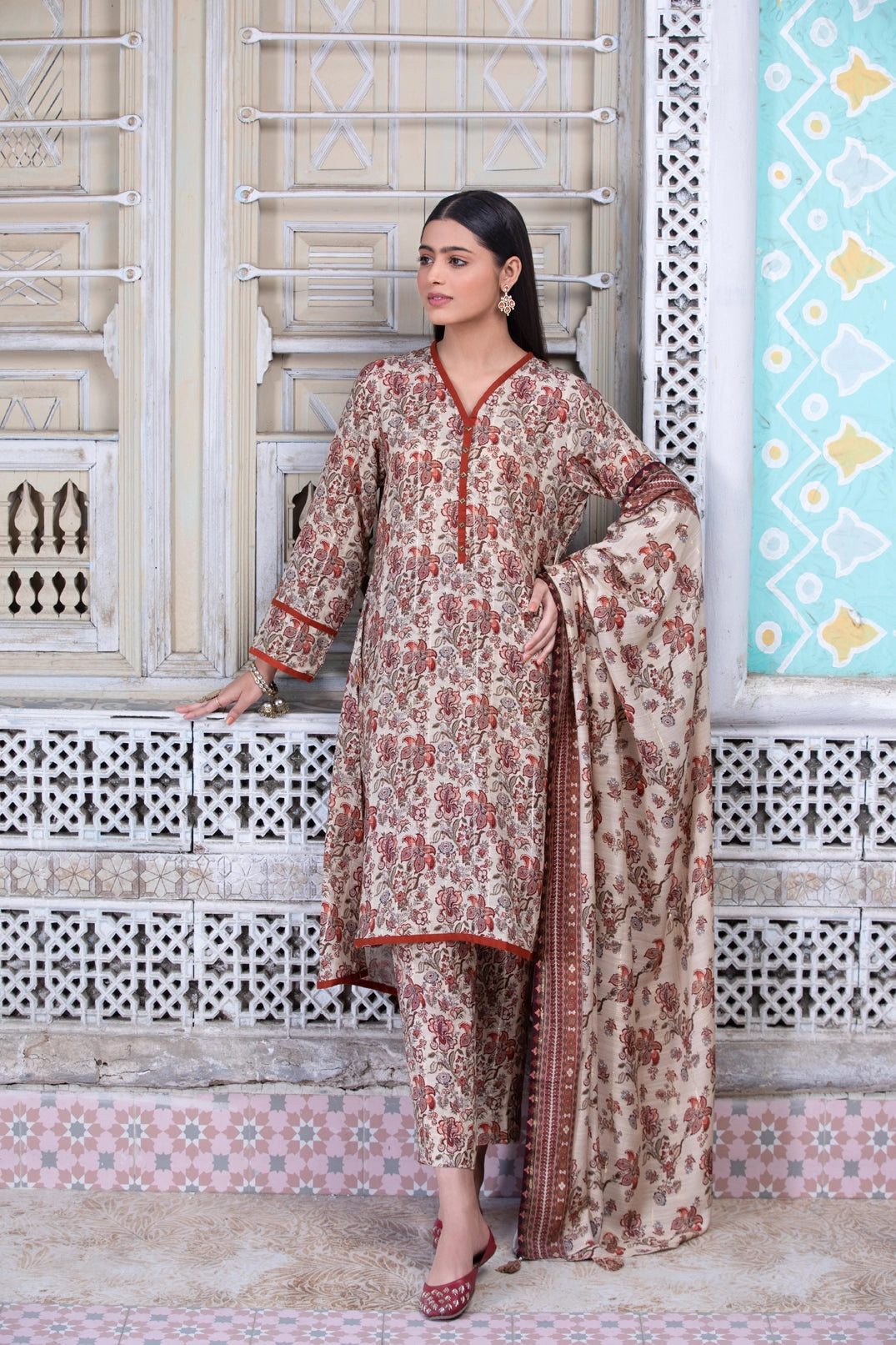 Merana Linen With Shawl Dupatta by Tawakkal 100% Original