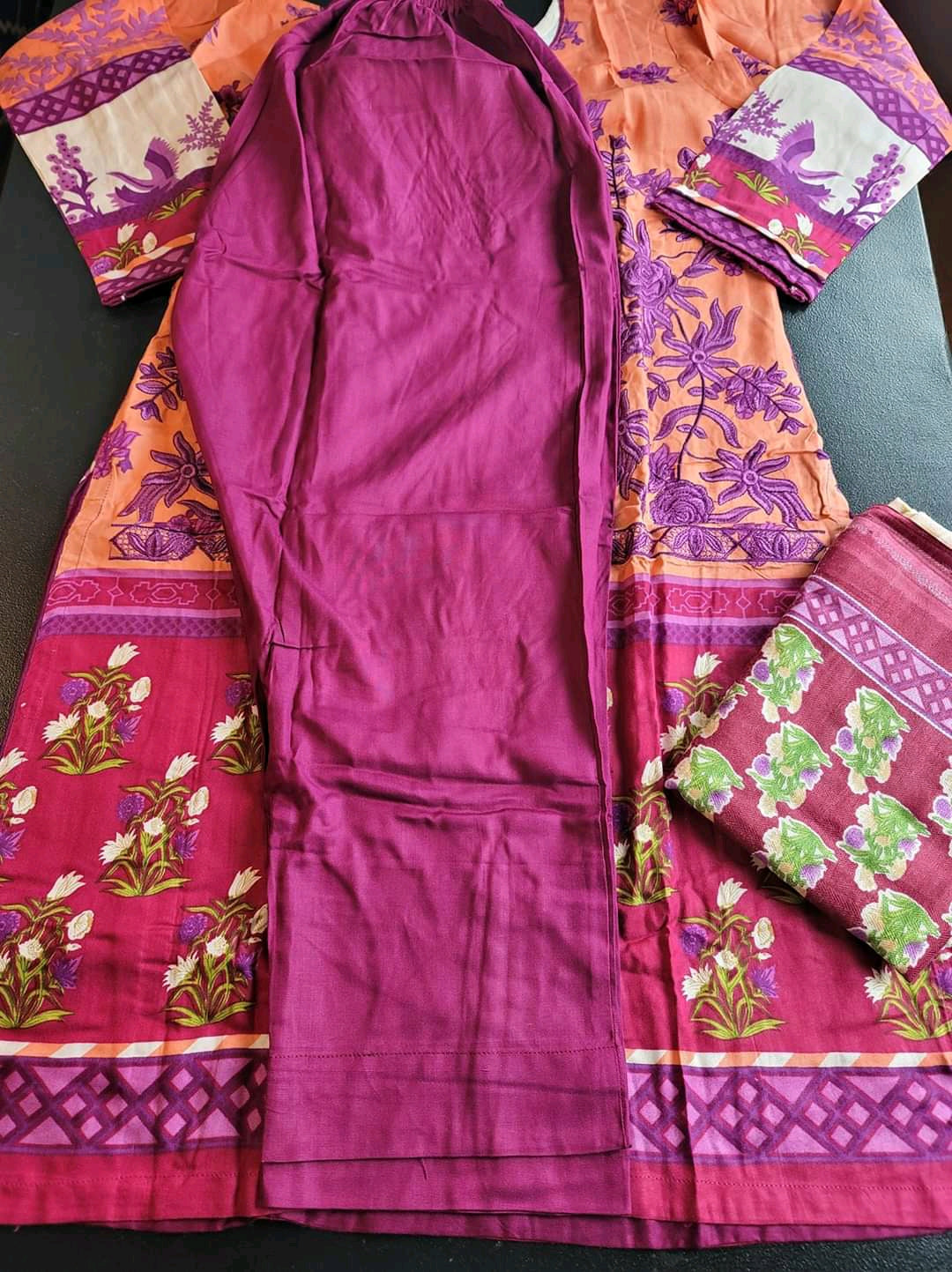Pakistani linen Embroidered Salwar kameez Ready To Ship