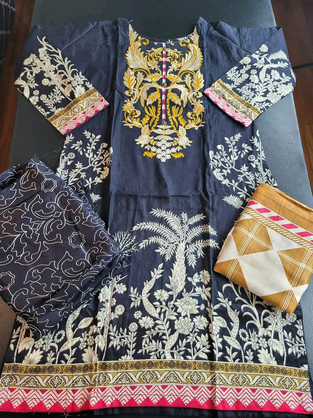 Pakistani linen Embroidered Salwar kameez Ready To Ship