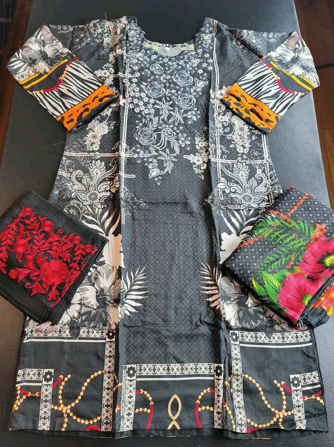 Pakistani linen Embroidered Salwar kameez Ready To Ship