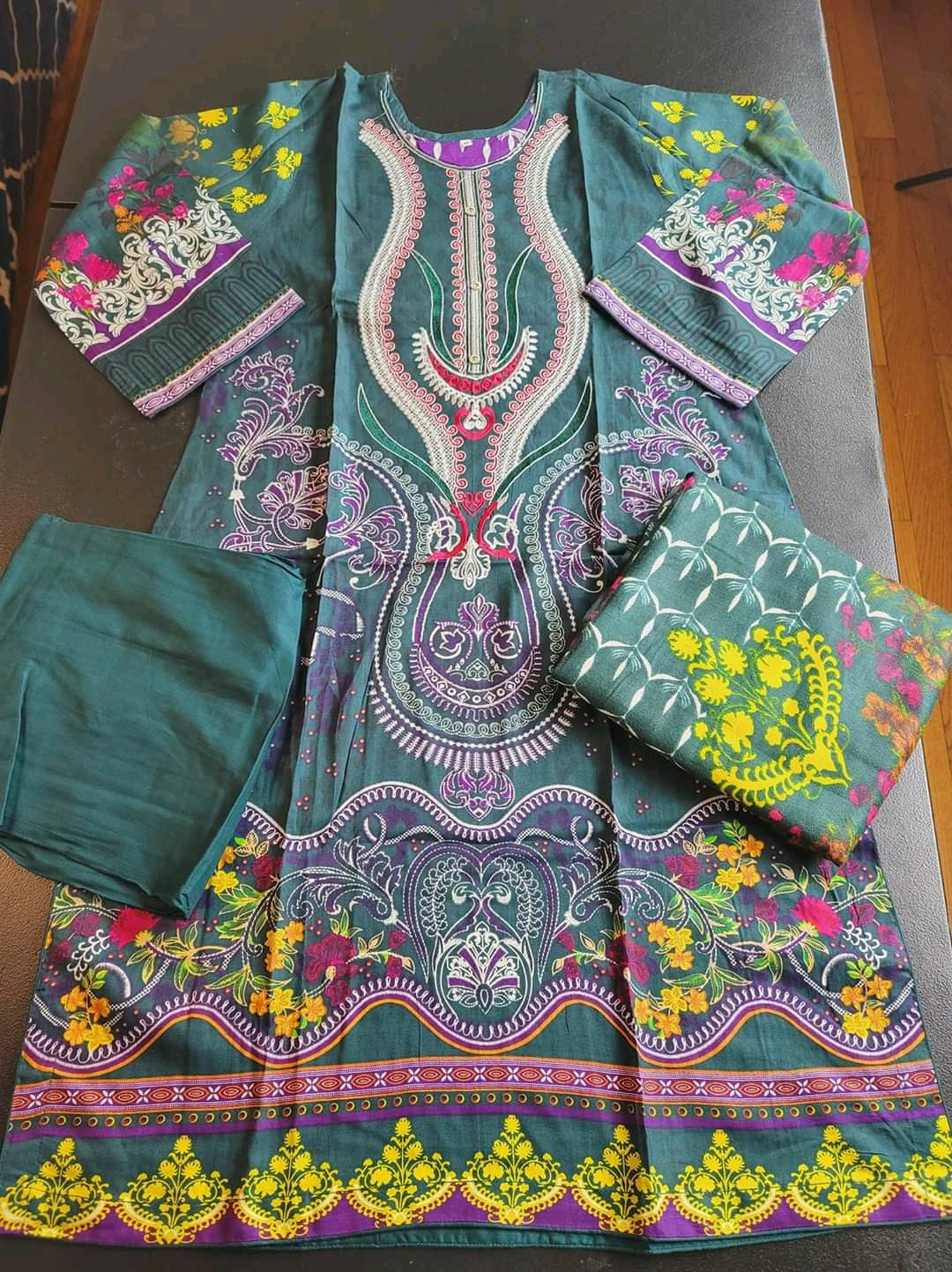 Pakistani linen Embroidered Salwar kameez Ready To Ship