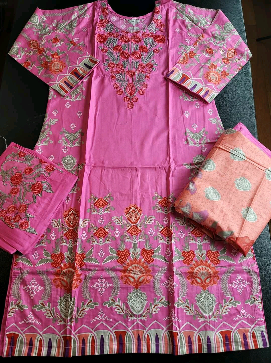 Pakistani linen Embroidered Salwar kameez Ready To Ship
