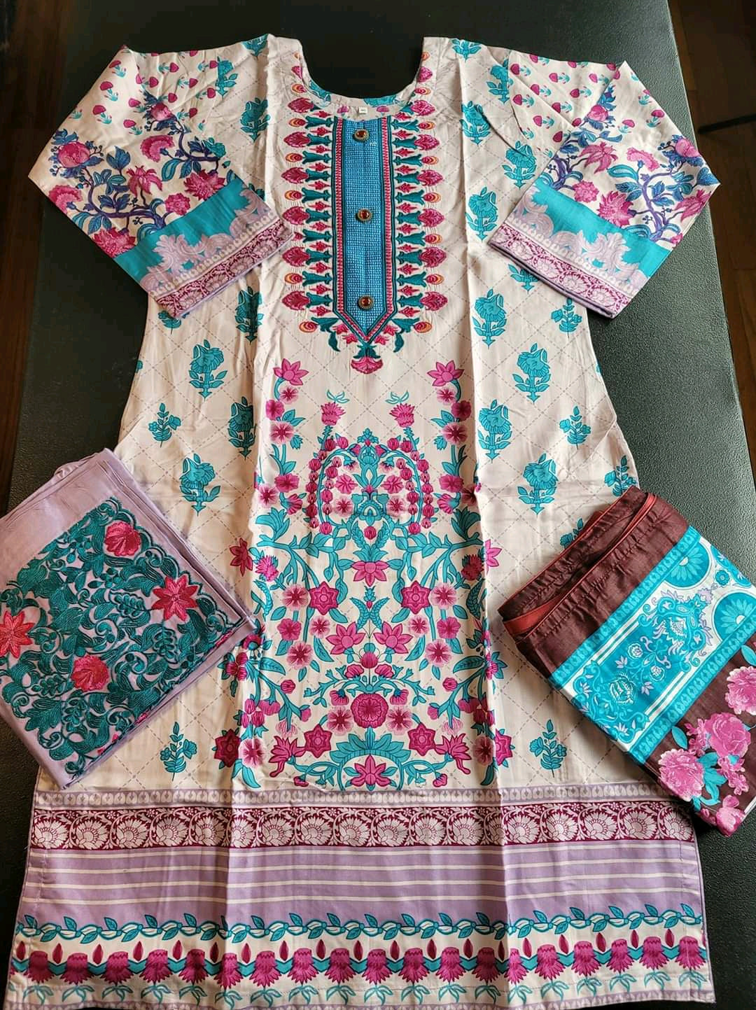 Pakistani linen Embroidered Salwar kameez Ready To Ship