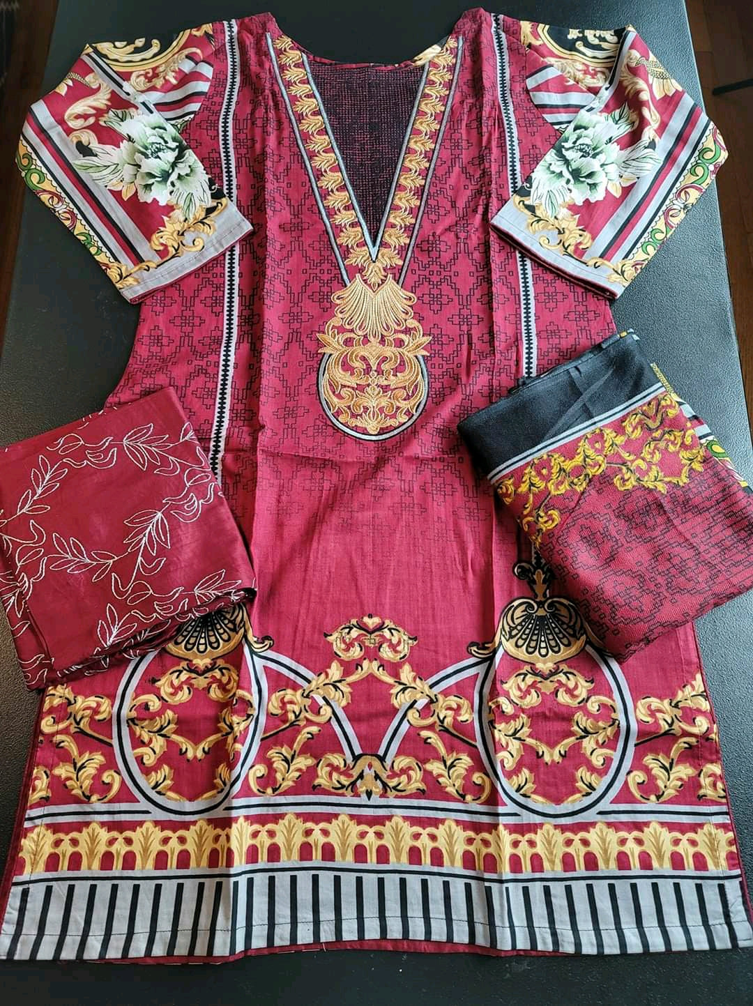 Pakistani linen Embroidered Salwar kameez Ready To Ship