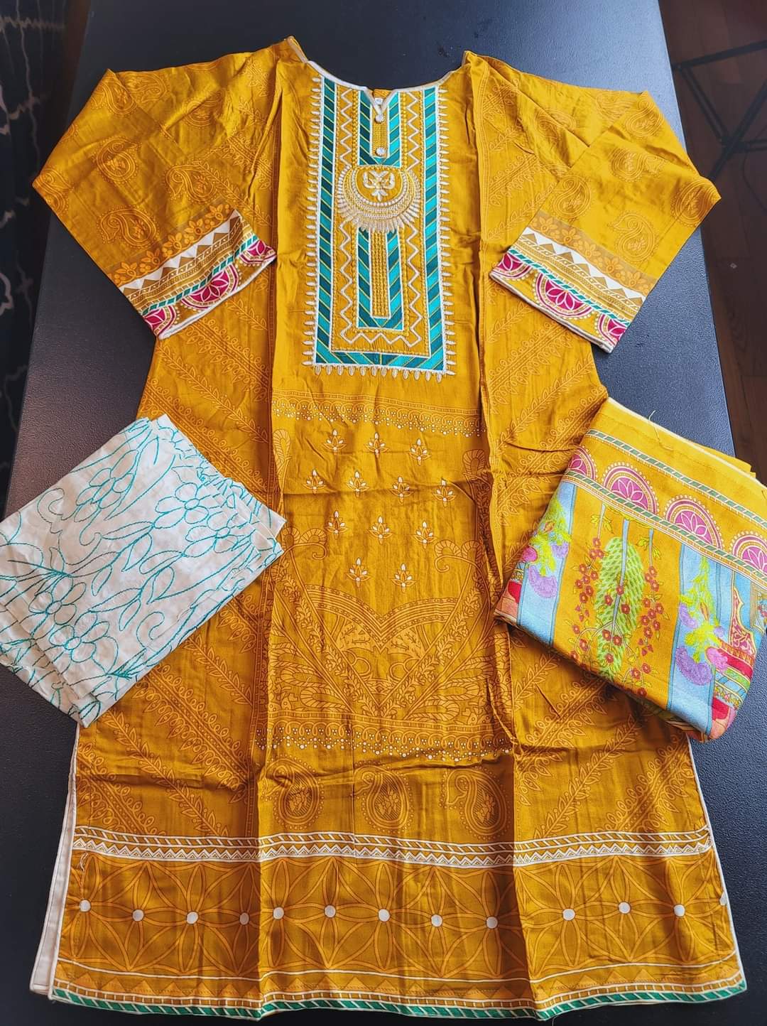 Pakistani linen Embroidered Salwar kameez Ready To Ship