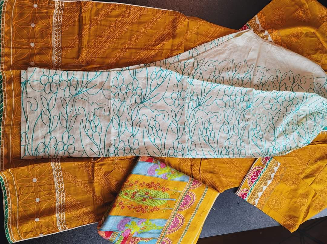 Pakistani linen Embroidered Salwar kameez Ready To Ship