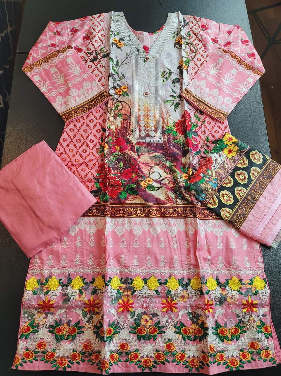 Pakistani linen Embroidered Salwar kameez Ready To Ship