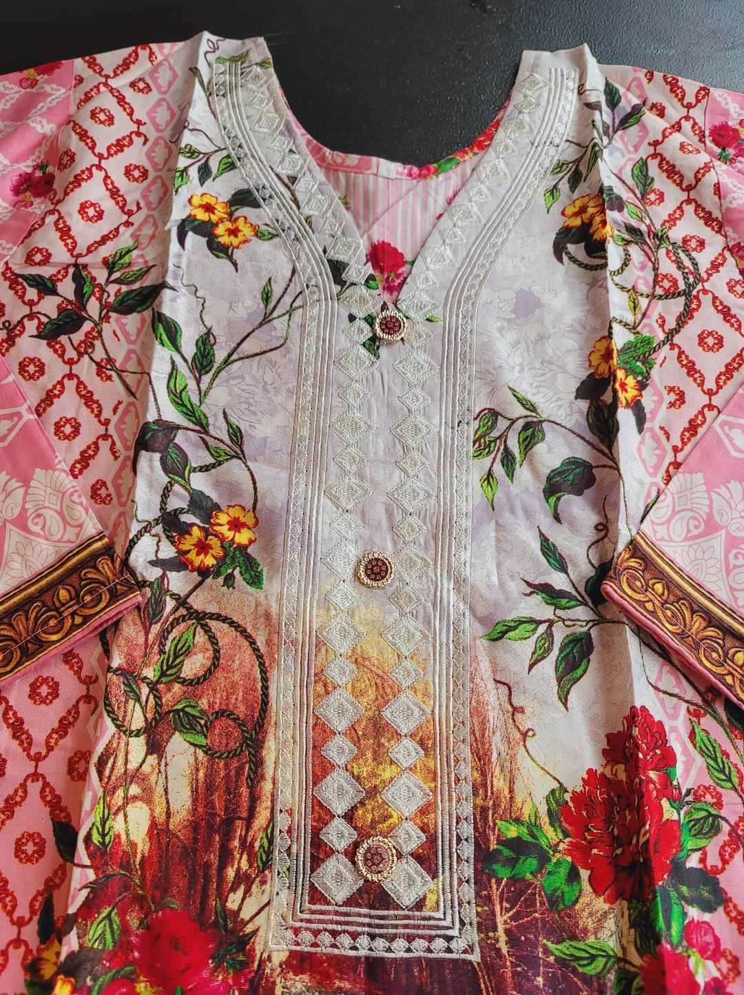 Pakistani linen Embroidered Salwar kameez Ready To Ship