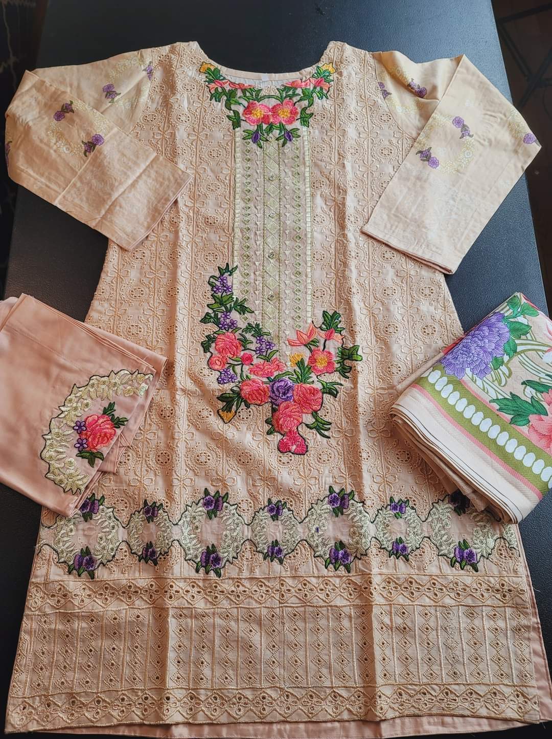 Pakistani linen Embroidered Salwar kameez Ready To Ship