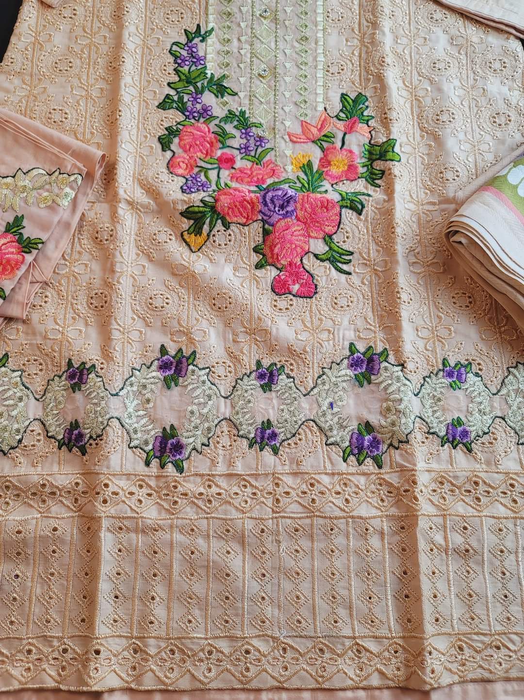 Pakistani linen Embroidered Salwar kameez Ready To Ship