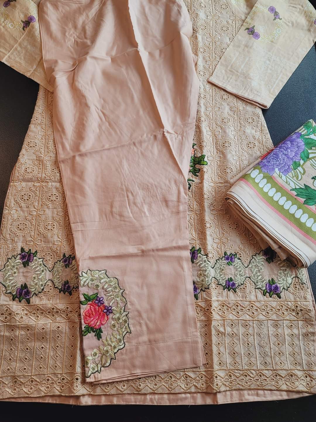 Pakistani linen Embroidered Salwar kameez Ready To Ship