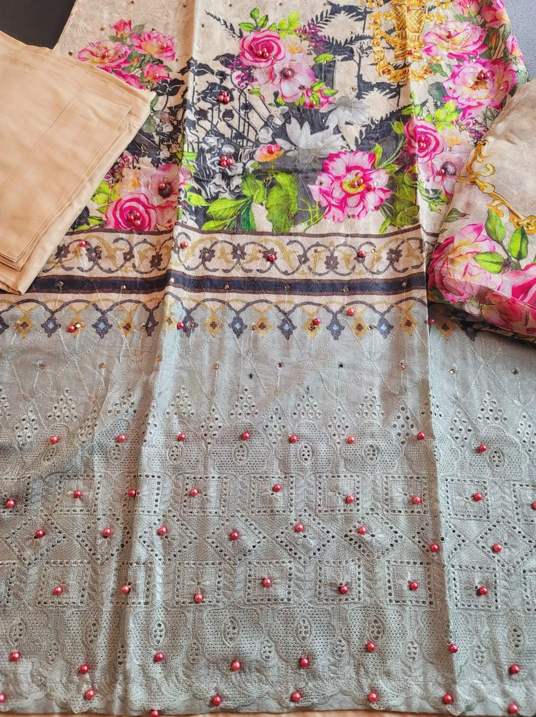 Pakistani linen Embroidered Salwar kameez Ready To Ship