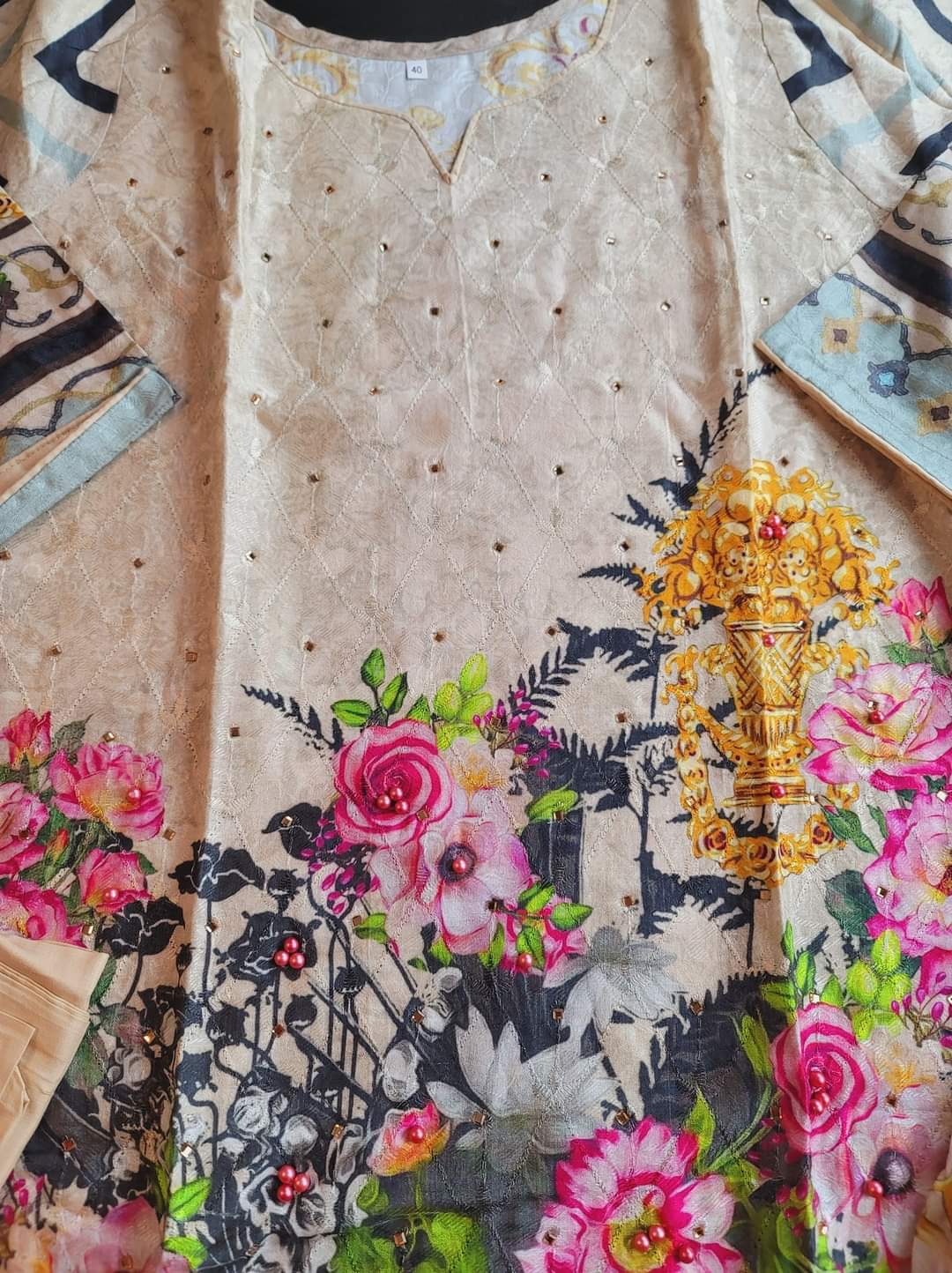 Pakistani linen Embroidered Salwar kameez Ready To Ship