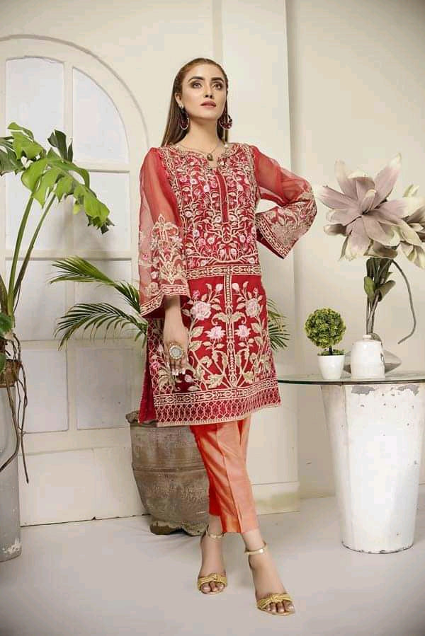 Adan's libas organza kurti 2020-100% Original Guaranteed