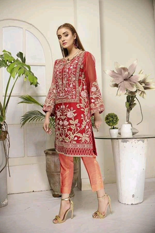 Adan's libas organza kurti 2020-100% Original Guaranteed